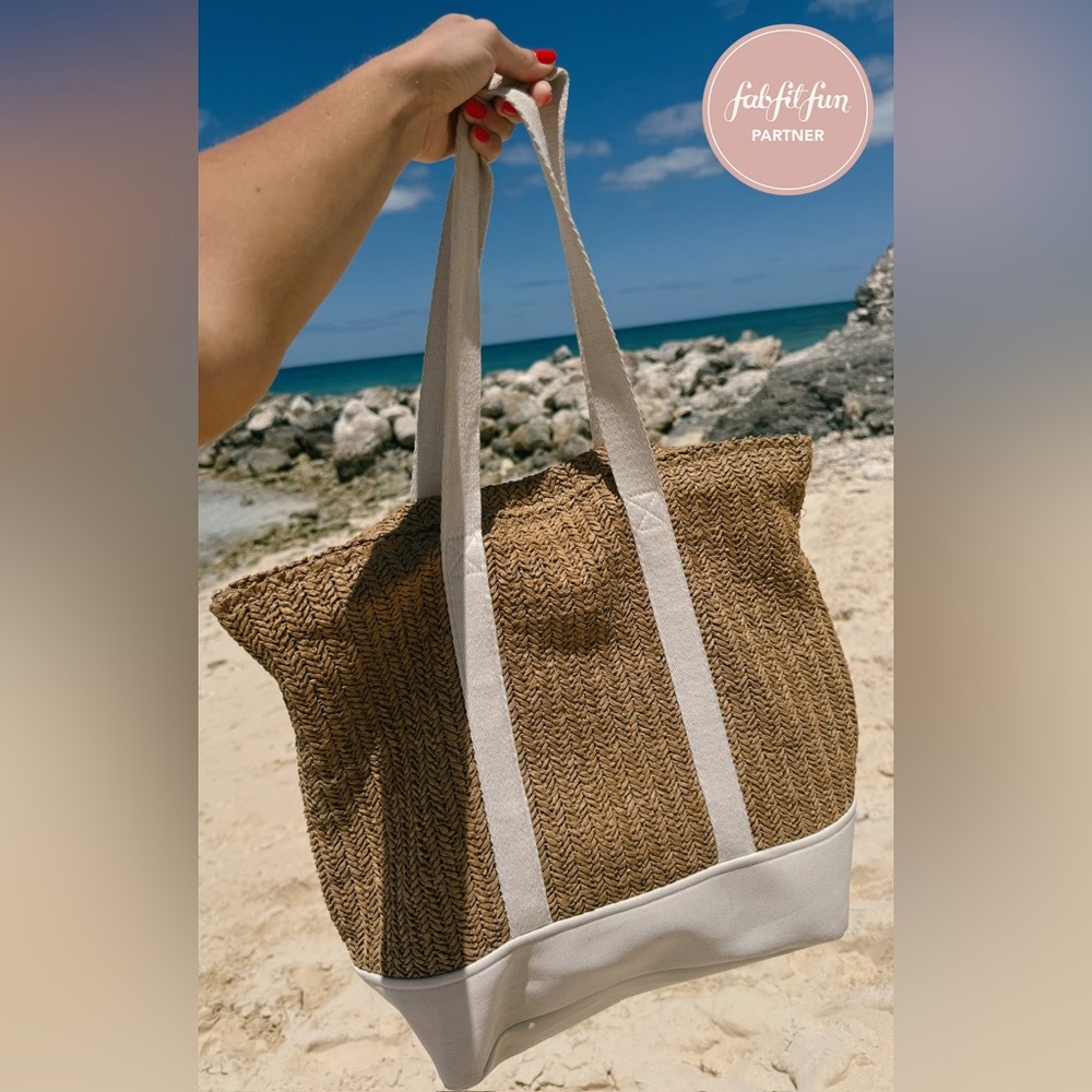 Show Me Your MuMu Natural Straw Tote with White Trim